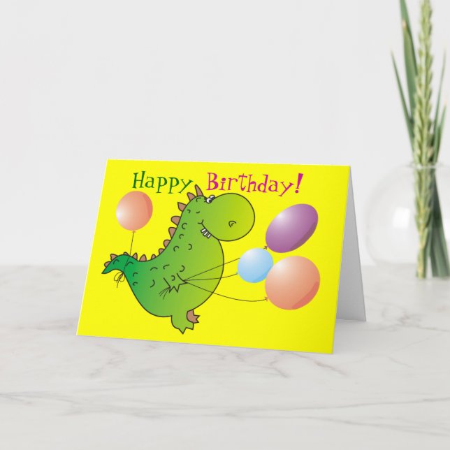 Kortet Cute Grönt Dragon Grattis på födelsedagen G Kort (Framsida)