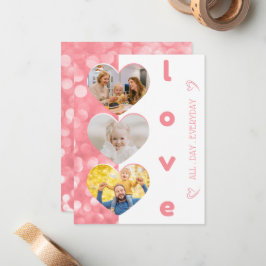 Kortet Cute Hjärtformade Photo Family Valentines d Anteckningskort