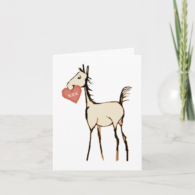 Kortet Cute Horse Foal Valentine Day Card Helgkort (Framsida)
