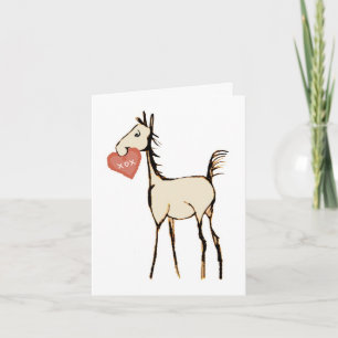 Kortet Cute Horse Foal Valentine Day Card Helgkort