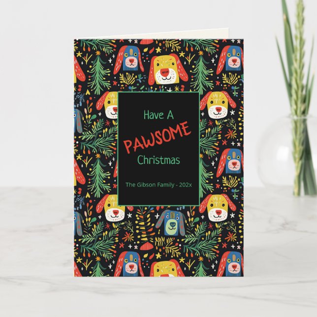 Kortet Cute Jul Hundar, mappat Helgdag Helgkort (Framsida)