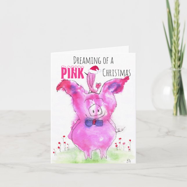 Kortet Cute Julens Rosa Grisar Greeting Card Kort (Framsida)