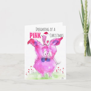 Kortet Cute Julens Rosa Grisar Greeting Card Kort