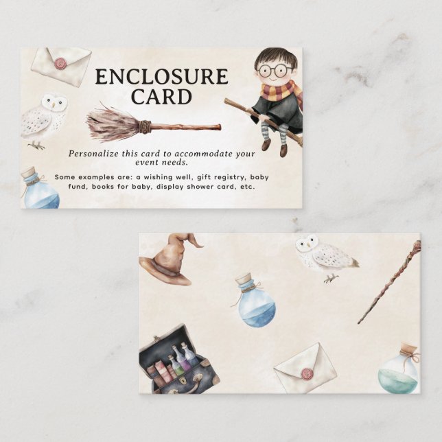 Kortet Cute Little Wizard Baby Shower-hölje Tilläggskort (Fram/baksida)