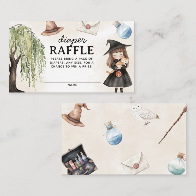 Kortet Cute Little Wizard Dör Raffle-hölje Tilläggskort (Fram/baksida)