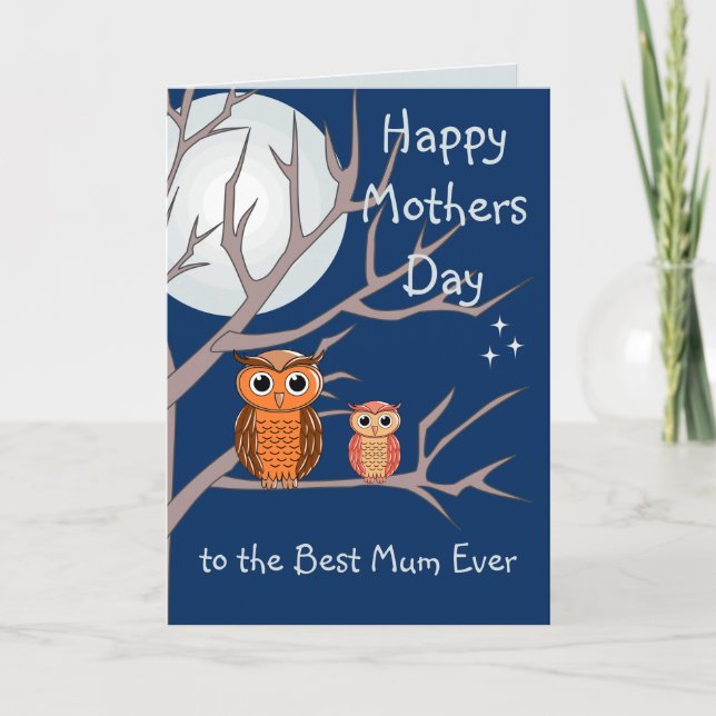 Kortet Cute Mors dag-Uggla för mappad hälsning Kort (Framsida)