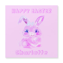 Kortet Cute Påskhare Rosa Namn kylskåp
