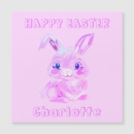 Kortet Cute Påskhare Rosa Namn kylskåp