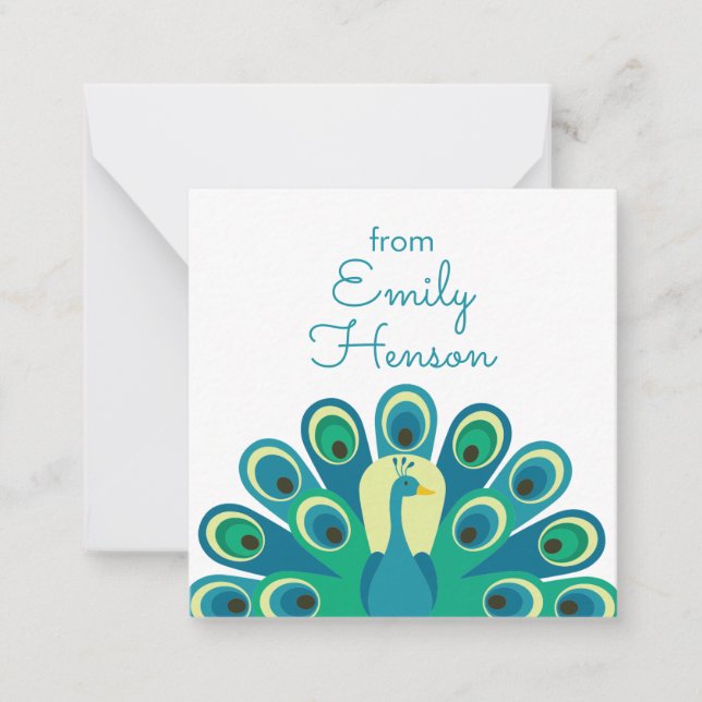Kortet Cute Peacock Personlig Gift-djurutrymme Anteckningskort (Framsida)