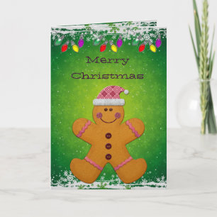 Kortet Cute Pepparkaksgubbe & jul Ljus Helgkort