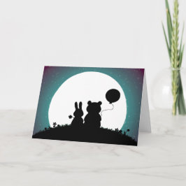 Kortet Cute Rabbit och Bear Bröllop Kort