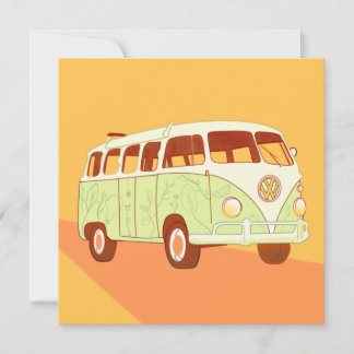 Kortet Cute Retro Buss, Retro Van Card, Vintage Bu