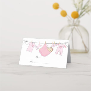 Kortet Cute Rosa Illustration Baby Shower Place Ca Placeringskort