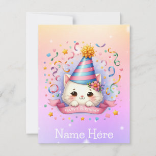 Kortet Cute Tecknad Kattunge Birday Greeting Card Julkort