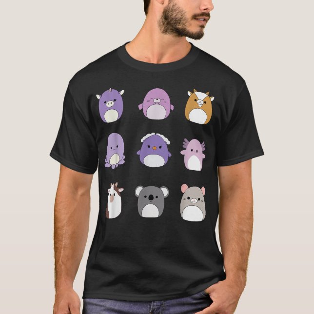 Kortet Cute Unicorn Set Squishmallow  T Shirt (Framsida)