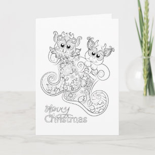 Kortet Cute vuxen coloring christmas Helgkort