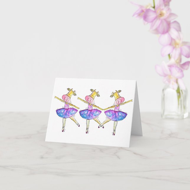 Kortet Cute Whimsique Ballerina Cows Card Kort (Orkide)