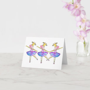 Kortet Cute Whimsique Ballerina Cows Card Kort