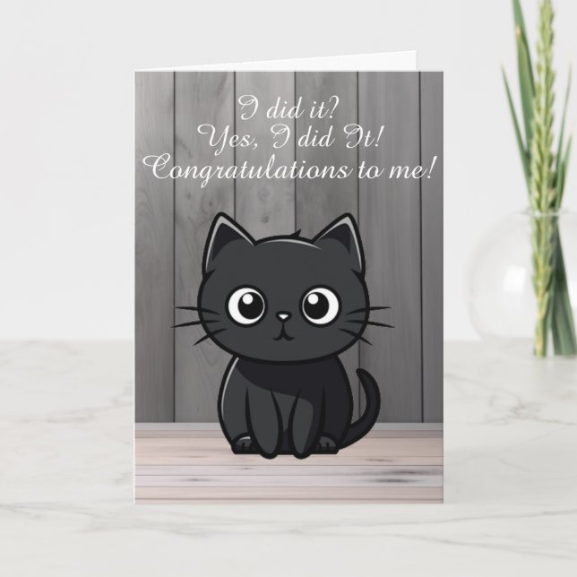 Kortet Cutest Black Cat Graduating Card Helgkort (Framsida)