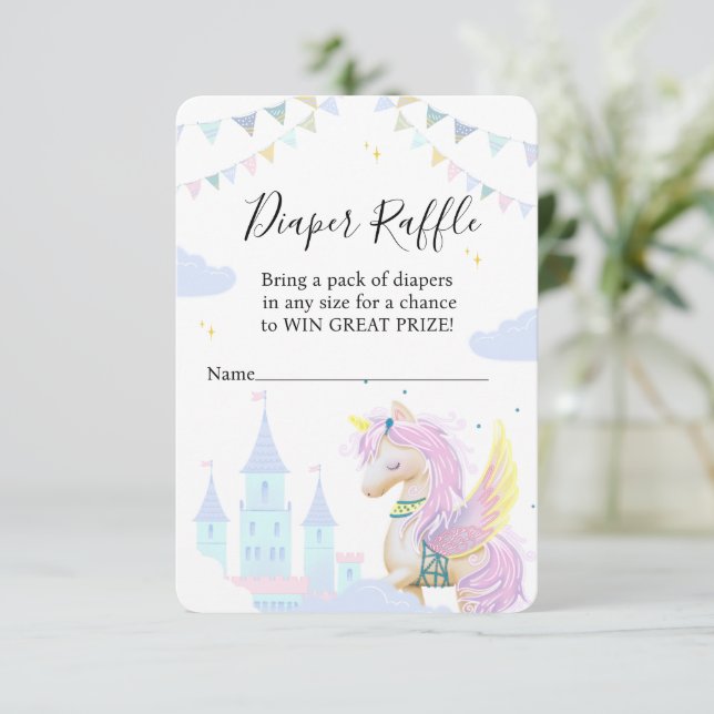 Kortet Diaper Raffle för en babydusch. Tilläggskort (Stående Fram)