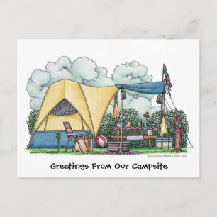 Kortet Dome Tält Camper Camping Post Card Vykort