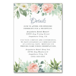 Kortet Dusty Blue  Blommigt Bröllop Bordsnummer