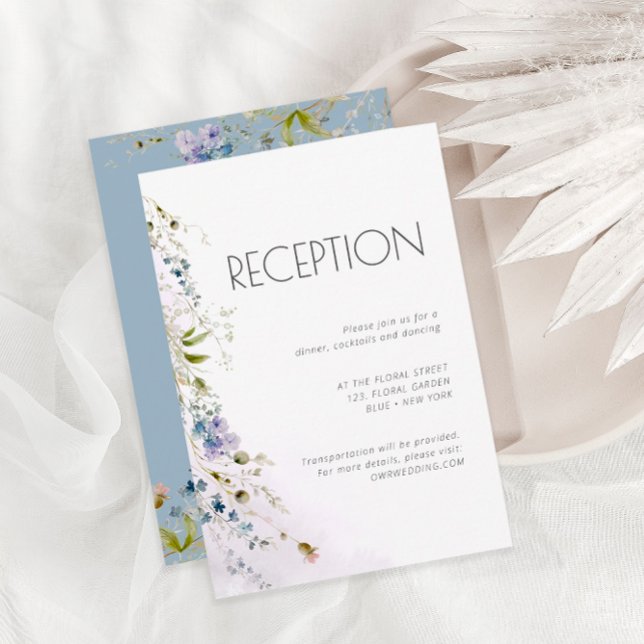 Kortet Dusty Blue Blommigt Details-hölje Tilläggskort (Skapare uppladdad)