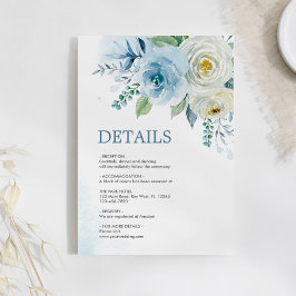 Kortet Dusty Blue Ro Blommigt Information Tilläggskort