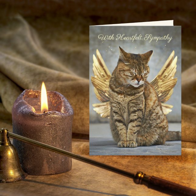Kortet elegant Vingar Cat Sympathy Card Kort (Skapare uppladdad)