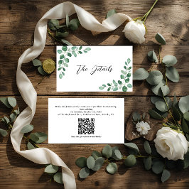 Kortet Eucalyptus Greenery Bröllop med QR Tilläggskort