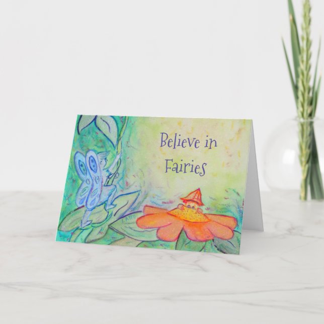 Kortet Flower Fairy Garden Art Greeting Card Kort (Framsida)