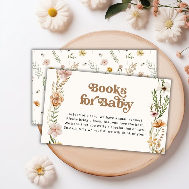 Kortet för ansökan om djurutrymme för Wildblomster Tilläggskort (Wildflower Baby Shower Book Request Enclosure Card)