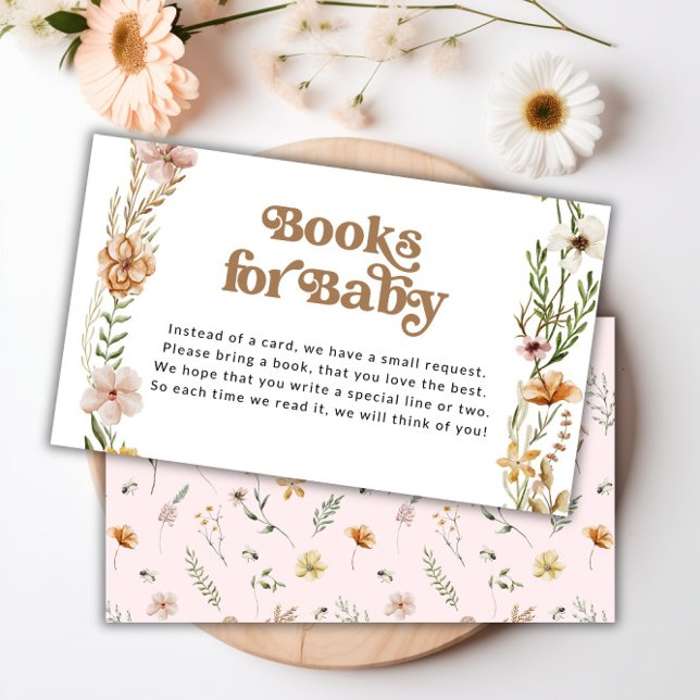 Kortet för ansökan om djurutrymme för Wildblomster Tilläggskort (Wildflower Baby Shower Book Request Enclosure Card)