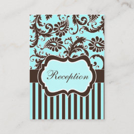 Kortet för Aqua, Brown, Vit Blommigt Damask-hölje Tilläggskort