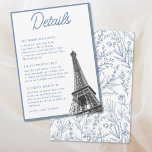Kortet för Bat mitzvah Fransk för vintage-informat Inbjudningar<br><div class="desc">din händelseinformation i stil med den här vintage Fransken Eiffel Torn Bat mitzvah detaljförslutningskort. Utformningen har en blå blommigt på baksidan med ett foto och en personlig från Eiffel Torn för att  informationen om din händelse på framsidan. Ange Verktyg i Zazzle Design om du vill göra ytterligare justeringar.</div>