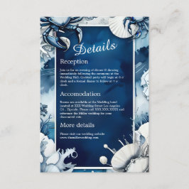 Kortet för blå och vit kustvib bröllop tilläggskort