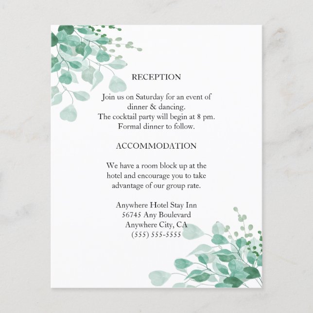 Kortet för botaniskt grönt hölje i modern Elegant (Framsida)