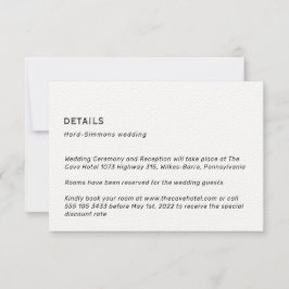 Kortet för Bröllop-detaljer för enkel Neutralt Inbjudningar