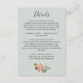 Kortet för Bröllop-detaljer för målat Blommigt Tilläggskort