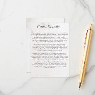 Kortet för Bröllop gästinformation Tilläggskort