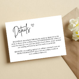 Kortet för Bröllop-information om minimalistisk el Inbjudningar