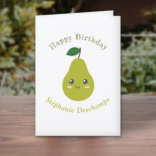 Kortet för daglig dagspets tack kort (Cute Pear Birthday Card )
