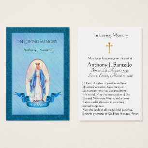 Kortet för den katolska begravningen i Heligan, bl Visitkort