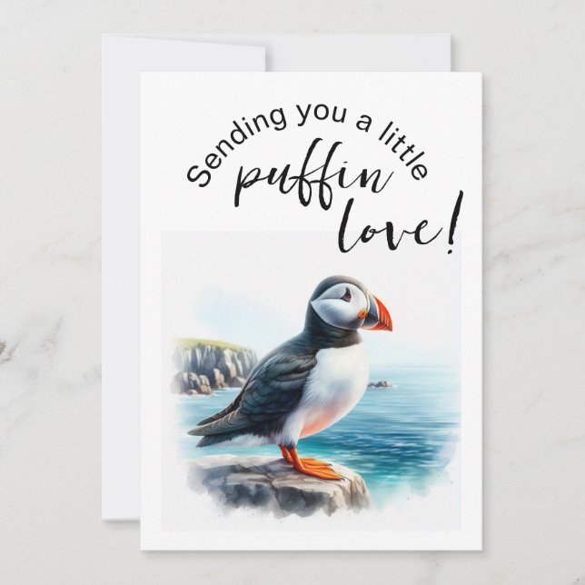 Kortet för det enkla Helgdag Cute Puffin-Thlerat Julkort (Framsida)