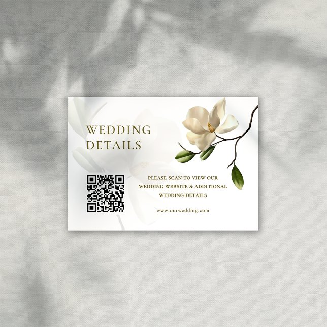 Kortet för detaljer om Oriental Magnolia Bröllop Inbjudningar (Oriental Magnolia Wedding Details Enclosure Card)