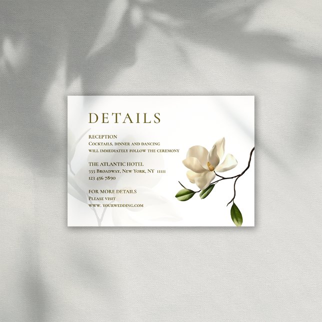 Kortet för detaljer om Oriental Magnolia Bröllop Inbjudningar (Oriental Magnolia Wedding Details Enclosure Card)