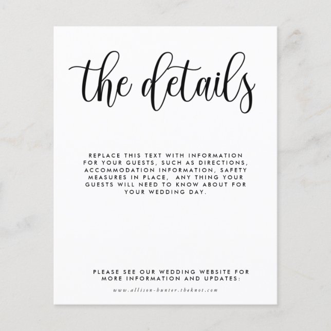 Kortet för detaljerad information om Bröllop i bud Flygblad (Framsidan)