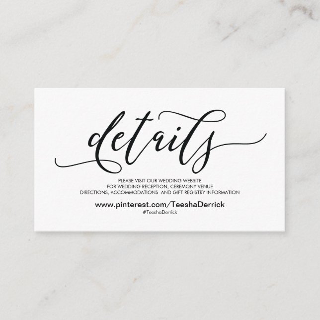 Kortet för detaljerad information om Bröllop webbp Tilläggskort (Framsida)