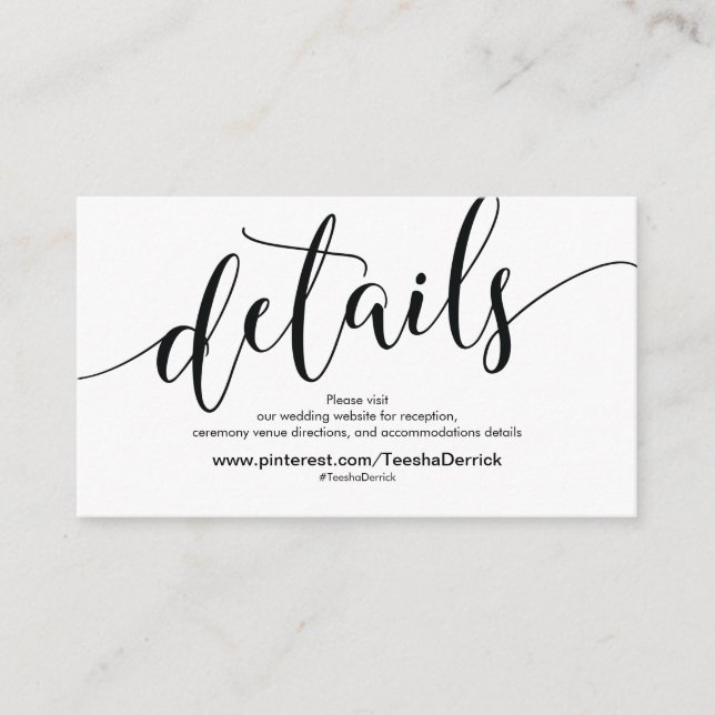 Kortet för detaljerad information om Bröllop webbp Tilläggskort (Framsida)