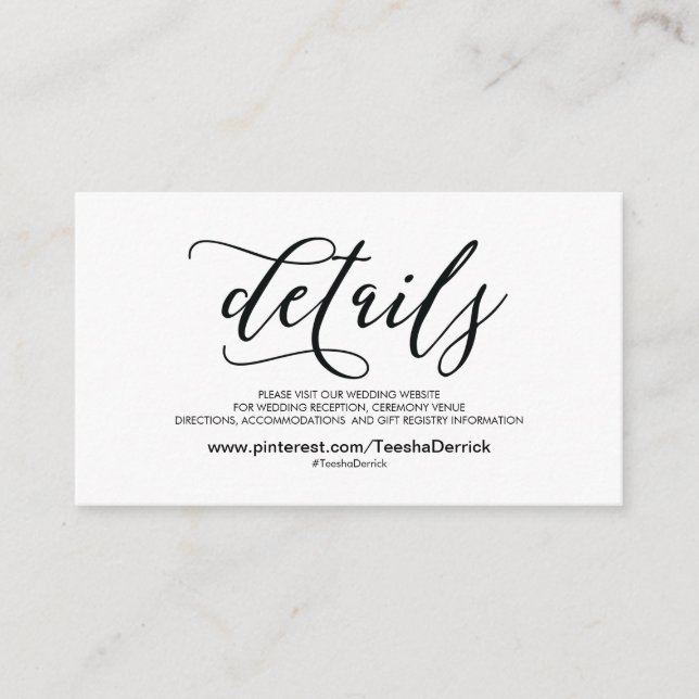 Kortet för detaljerad information om Bröllop webbp Tilläggskort (Framsida)